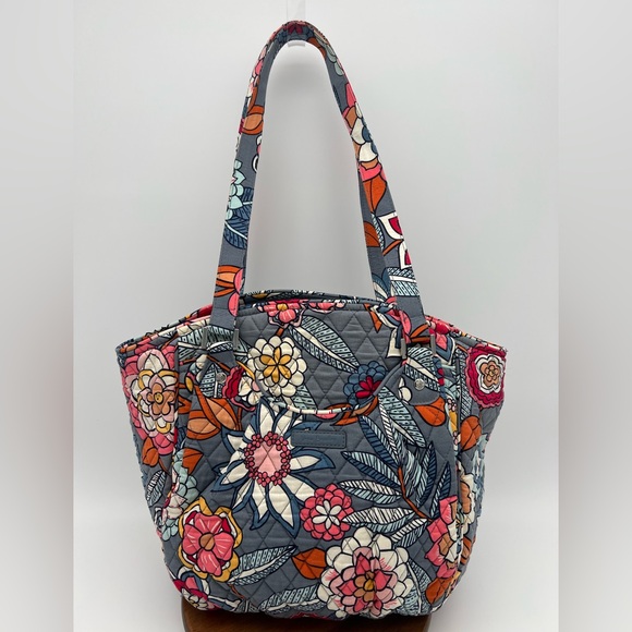 Vera Bradley Handbags - Vera Bradley Glenna Tropical Evening Tote Bag Purse Gray Pink Orange Floral